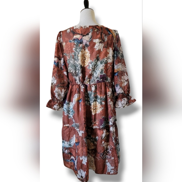 Anthropologie Hemant & Nandita Zeri Tiered Billowy Peasant Dress 12P - Picture 4 of 6